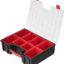 INTERTOOL Hardware Organizer with 8 Deep Removable Bins - Small Parts Storage Tool Box for Nuts, Bolts, Screws, Nails - 16.5" x 13" x 4.5" - Portable Handle Transparent Lid with Locks BX08-4034