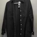 Zilcremo Women Denim Shirt Dresses Long Sleeve Distressed Jean Dress Button Down Casual Tunic Top Black S