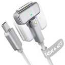 Hugener Magnetic 3 Rotating Cable USB-C 6.6FT Compatible with M4/M3/M2 MacBook Air Pro Charger, 140W Magnetic Safe 3 Cable for MacBook Air (13"/15" 2025/2024/2023/2022), Pro (16"/14" 2024/2023/2021) (White)