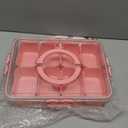 Snackle Box Container, 8 Compartment Divided Serving Tray with Lid and Handle, Snack Box Container for Candy, Fruit and Snacks, Great for Gatherings, Outings, Parties and Entertaining（Pink）