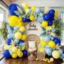 Royal Blue Yellow Balloon Garland Double Stuffed Pastel Yellow Dusty Blue Balloon Arch Kit for Baby Shower Graduation Birthday Wedding Summer Party Decor