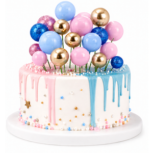20Pcs Brown Balls Cake Toppers, DIY Mini Insert Bubble Balls Cake Decoration for Birthday Wedding Anniversary