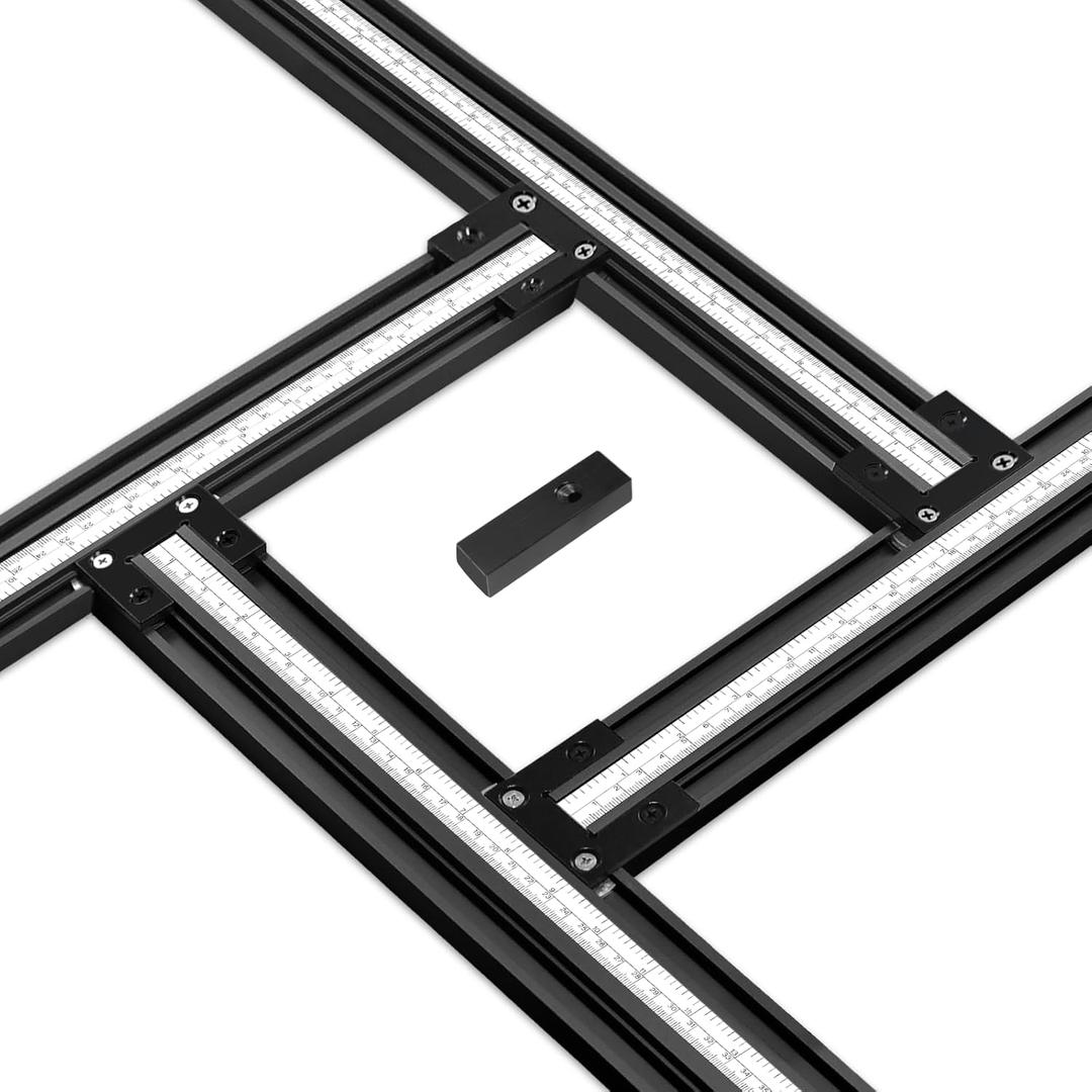 Juice Groove Router Jig, Variable Router Jig for Creating Square and Rectangular Recesses, Slots, and Face Panel Molds, Working Area 25.6" x 25.6", Aluminum