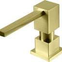 Sink Soap Dispenser for Kitchen Sink (Brushed Gold), All Brass Built-in and Refill from Top Design,Metal Hand Soap & Dish Soap Copper Pump