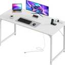 PRAISUN 47 X 20 Inch Computer Desk, Power Outlets, USB-C, White