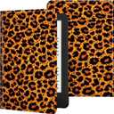 Stand Case for Kindle Scribe,for Kindle Scribe Cover 10.2 Inch (2022/2024 Release) Slim PU Leather Multi-Angle Stand Folio Heavy Duty Protective Auto Wake/Sleep,Yellow Leopard Print