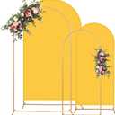 Metal Arch Backdrop Stand and Cover Set, 7.2FT, 6FT Party Backdrop, Easy to Assemble, Backdrop Stand for Parties, Birthday, Baby Shower (Gold)
