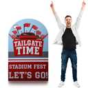 Bucherry 5 Feet Football Tailgate Party Decorations Tailgate Time Cardboard Cutout Football Team Spirit Cheer Decor Stand-up Life-Size Game Backdrop Photo Props Standup Cardboard for Sports Supply