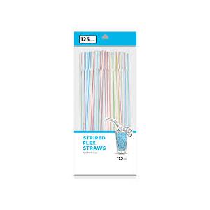 Striped Flex Straws 125 count