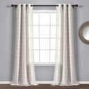 Lush Decor Farmhouse Textured Grommet Sheer Window Curtain Panel Pair, 38"W x 84"L, Beige