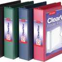 Cardinal 3 Ring Binders, Binders for School and Office, Durable 2 Inch Binder with Round Rings, Holds 475-Sheets, ClearVue Covers, Non-Stick, PVC-Free, Assorted Colors, 3 Pack (29311)