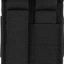 2 x Adjustable Radio Pouch MOLLE Radio Holder for Tactical Duty Belt Two Ways Radio Holster Walkie Talkies Case Rifle Mag Carrier 5.56mm 7.62mm Magazine Nylon Carry Bag for Police Security Rescue (Black)