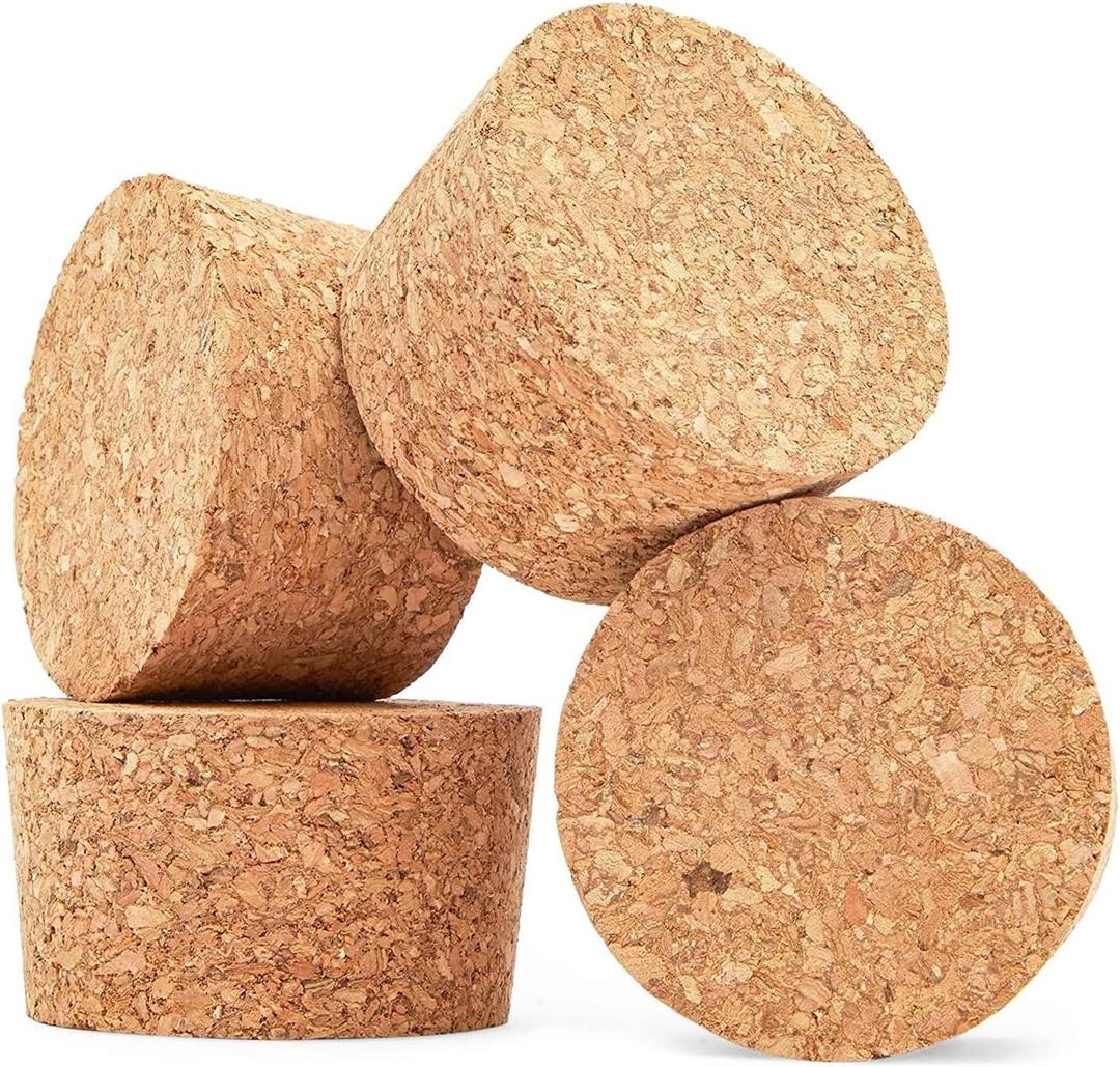 Juvale Cork Stoppers - 4-Pack, 2.44 x 2.20 x 1.50 In, Brown - Wine Corks, Jar Seals & Bottle Stoppers for Crafts