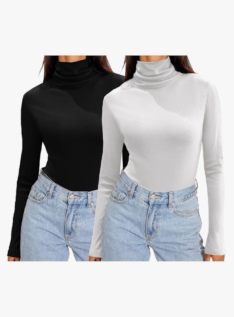 Zeagoo Womens Turtleneck Long Sleeve Shirts Soft Thermal Underwear Fall Fashion 2024 Tight Basic Layer Tops M
