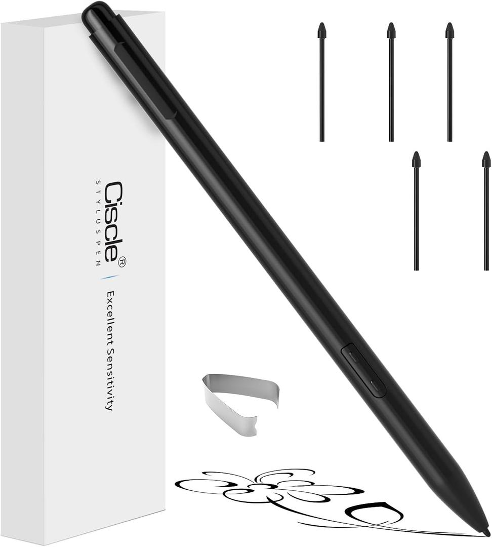 Ciscle Magnetic EMR Stylus Pen for Remarkable 2, No Charging Needed, 4096 Pressure Levels, Palm Rejection, Tilt Support, Eraser & 5 Replaceable Tips, Compatible with EMR Devices, Black