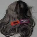7JHH WIGS Long Wavy Silver Grey Black Highlight Wig 27in Natural Heat Resistant Fiber Synthetic Curly Light Grey Black Ombre Wigs with Bangs for Women Girls Daily Party Chrismas Travel Used