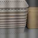 Bagnizer Small Plastic Storage Bins with Bamboo Lids 5.2qt Stackable Box Basket Pantry Decorative Containers Cute with Label for Organizing Desktop Closet Office Cream White of 6 packs 10*7.2*4.1'’