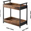 KLM Countertop Coffee Station Organizer, 2 Tier Wooden Shelf for Coffee Bar Accessories, Condiment Storage Caddy for Kitchen, Bathroom Counter Organizer, Home, Office - Brown, 13.38 x 7.08 x 13.38 inches