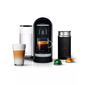 Nespresso Vertuo Plus Deluxe Coffee and Espresso Maker by Breville, Piano Black with Aeroccino Milk Frother