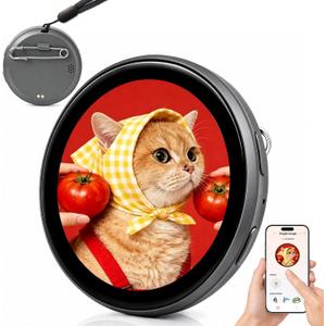 Digital Badge Pin, 1.7 Inch E-Badge for Photo & Video Display | HD Touchscreen, Bluetooth App Control E-Badge for Backpacks, Hoodies, Hats, Personalized Digital Pin for Anime, Fandoms