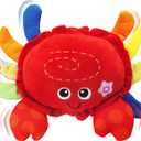 KiddoLab Musical Plush Crab Toy for 3+ Month Old Babies with Nursery Rhymes, Sounds and Sensor Button for Tummy Time and Early Development