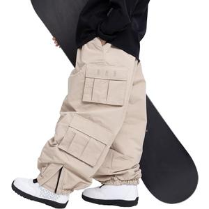 SNOWVERB Womens Mens Baggy Waterproof Snowboarding Pants Unisex Snow Cargo Warm Insulation Ski Pants
size: M