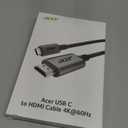 acer USB C to HDMI Cable for Home Office 6.6FT (4K@60Hz), Thunderbolt 4/3 Compatible, High-Speed Type C to HDMI 2.0 Braided Cord for MacBook, iPhone 17/16 Pro/Max, iMac, iPad Pro, Galaxy S25, Surface
