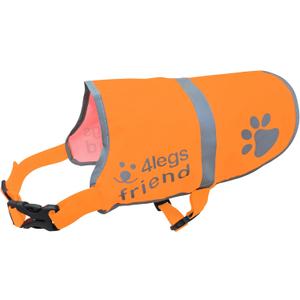 Upgraded Reflective Dog Vest. Hi-Visibility, Fluorescent Blaze Orange Dog Vest Helps Protect Your Best Friend. Safeguard Your PUP from Motorists & Hunting Accidents, On or Off Leash by 4LegsFriend (Medium)