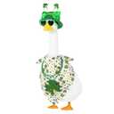 St.Patrick's Day Porch Goose Outfits,4 Pcs Lucky Shamrock Goose Outfit with Clover Bow Hat,Bibs,Necklace and Heart-Shaped Glasses,23" White Cement Goose Statue Costume for Garden Patio Yard Lawn(A)