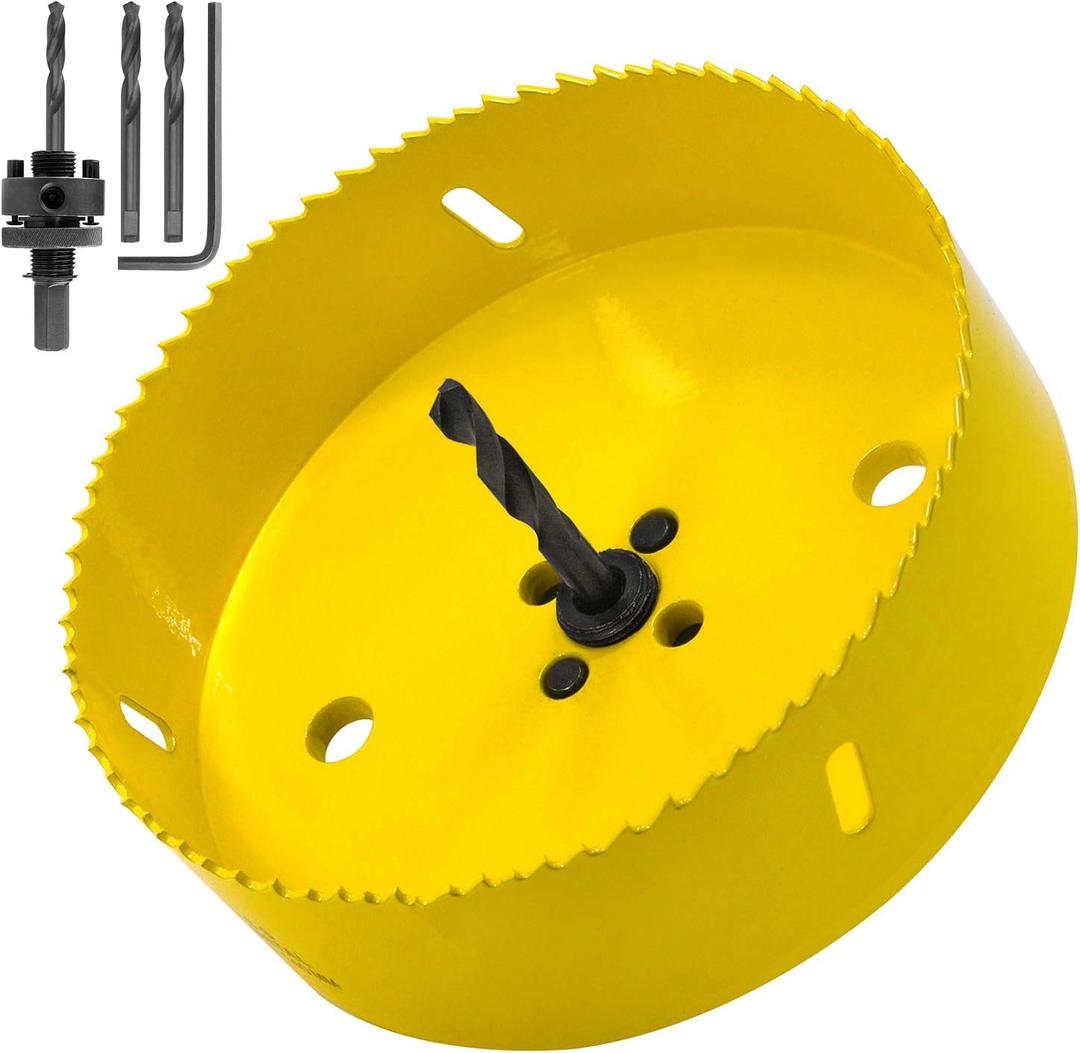 5 1/2 inch Hole Saw with 7/16 Arbor HSS Bi-Metal Hole Saw Blade Strenthen Drill Bits and Variable Teeth Pitch for Wood,Ceiling,Plastic Board,Pipe,Plywood,and Soft Metal Sheet (140mm)