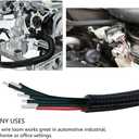 2pcs 5ft-3/4inch Black/White Cable Sleeve - Protects Cords from Pets & Organizes Wires - Modern Style - Polyester Material - Flame Retardant - Easy to Use & Cut (Black, 5ft-3/4inch)