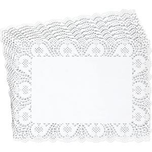 Juvale Rectangular Paper Placemats & Doilies for Dessert Trays - White 15.5 x 11.7 in 100 Pack - Disposable Placemats & Tea Party Decorations - Paper Doilies for Tables