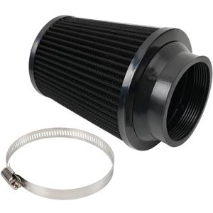 Clamp-On Cold Air Intake Filter, High Performance, Washable Filter, Replacement Air Filter, Flange Diameter 3inch/76mm Black