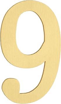 uxcell House Numbers for Outside, 2.8 Inch Magnetic Brass Self Adhesive Mailbox Decor Number Stickers for Apartment Office Hotel Room Door Signs(Number 9)