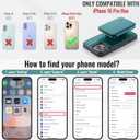 Compatible with Magsafe for iPhone 16 Pro Max Wallet Case Magnetic Card Holder, RFID Blocking 2 in 1 Detachable Kickstand Shockproof Case for Women Men, Bluish Green