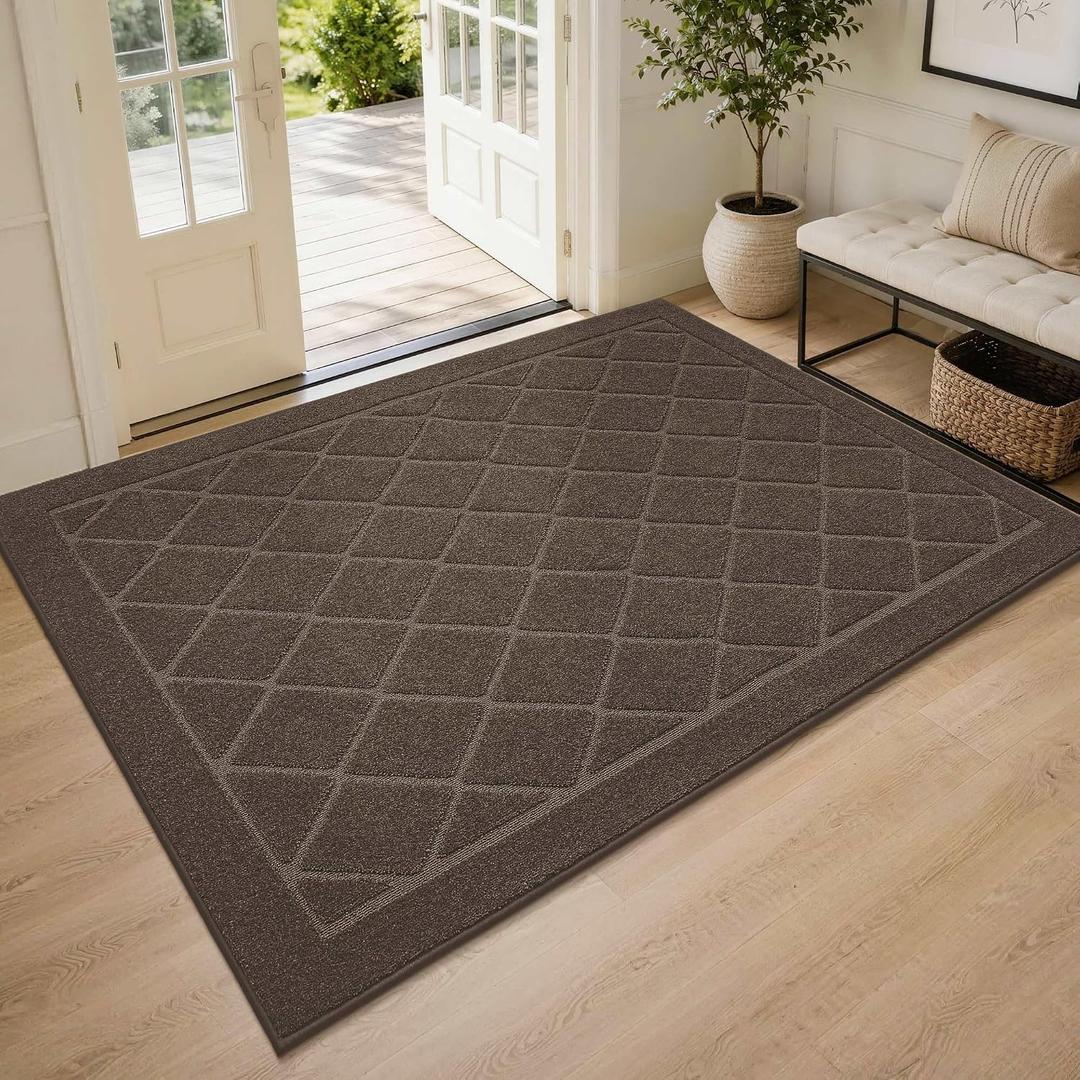 BEQHAUSE Dirt Trapper Door Mat 48" x 72", Doormat Non-Slip, Light Brown