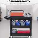 VEVOR Utility Cart, 3-Tier Plastic Service Cart with 550LBS Capacity, 360 Swivel Casters (Including 2 Locking Wheels), Medium Lipped Shelves, Ergonomic Handle, for Garage, Warehouse, Cleaning Tasks