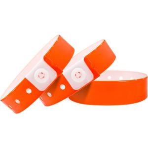 Plastic Party Orange Wristbands-100 Pack Colored Vinyl Wristbands for Events-Waterproof Lightweight Security Wrist Bands for Bar Club Festival Music Meeting
