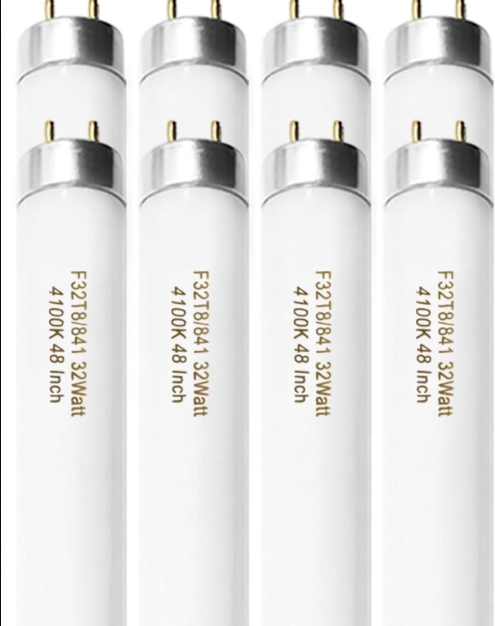 Konideke F32T8/841 32W 48 Inch T8 Fluorescent Tube Light Bulb, T8 Fluorescent Bulbs 4 Foot, 4ft Light Bulb, 4100K Cool White, 2850 Lumens, G13 Medium Bi-Pin Base, 8 Pack