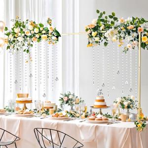 24 Pcs 13 Inch Clear Acrylic Crystal Garland Strands Hanging Chandelier Beaded Chain Ornament String Decorations Beaded Chain Garland Curtain for Wedding Party Manzanita Tree Centerpiece