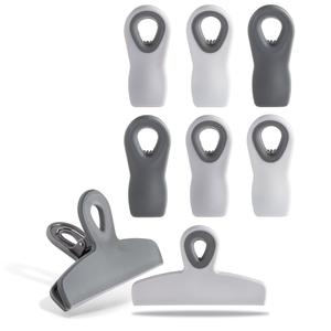 COOK WITH COLOR Bag Clips - Heavy Duty Chip Clip and Refrigerator Magnet Clips for Food Storage with Air Tight Seal Grip, Grey Ombre, Pack of 7