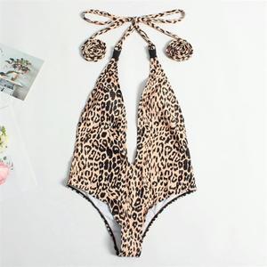 Printed Sexy Open Back Bikini Girl, Breathable and Cool, Deep V Sexy One-Piece Swimsuit (Color : Style3, Size : Small)