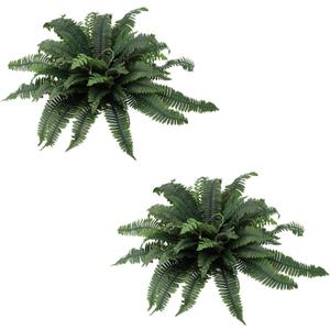 Coreland 35" Artificial Boston Ferns Outdoor Large, 2 Pack Fake Fern Plants with 60 Fronds Each, UV Resistant Faux Fern Bushes for Porch Planters Patio Garden Front Door Home Decor