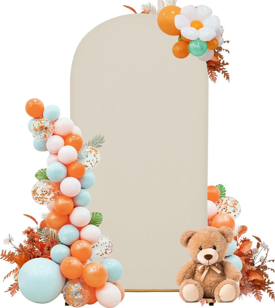 6.6FT Arch Backdrop Cover  Elastic Spandex Fabric for Photo Booth, Birthday & Graduation Decor  Sleek Black Arch Stand Cover for Indoor/Outdoor Events (off-white)
