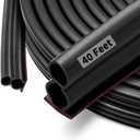 40 Feet Rubber Door Weather Stripping Door Seal Large Gap, Self-Adhesive Extra Thick D-Shape Door Seal Strip for Door Frame Door Insulation Strip, Easy Cut to Size(Black) (40Ft)