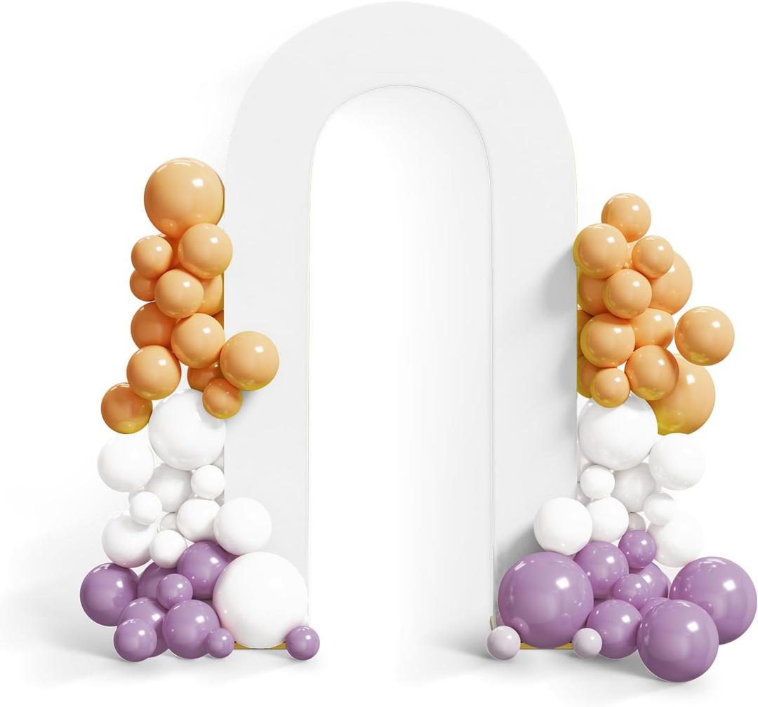 Peomeise 7.2FT Spandex Open Arch Backdrop CoverU-Shaped 2-Sided Backdrop CoverRound Top Chiara Stand Cover for Birthday Party Wedding Ceremony Baby Shower DecorationWhite