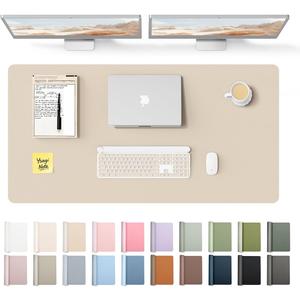 YSAGi Leather Desk Protector, Office Mat, Large Mouse Mat, Non-Slip PU Leather Blotter, Laptop Pad, Waterproof Writing Pad for Office and Home (Eggshell, 47.2" x 23.6")