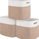 Storage Cubes 11 Inch Cotton Rope Woven Baskets for Organizing, 3-Pack Cube Storage Bin | Square Baskets for Shleves, Closet, Baby Nursery Bins, Variegated Brown