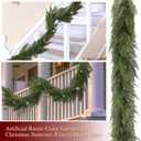 Shihanee 5 Feet Christmas Artificial Cedar Garlands with Metal Vintage Bell on Rope Realistic Soft Green Cedar Garland Faux Xmas Greenery Garland for Holiday Indoor Mantle Fireplace Decor