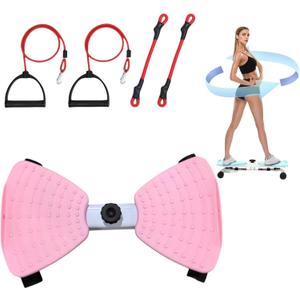 Sport Exercise Twist Board, Aerobic Waist Twister with Loop Resistance Bands,Slimming and Foot Massage53.5 * 35.5CM (pink)